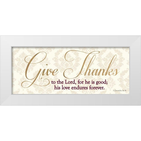 GIVE THANKS White Modern Wood Framed Art Print by Dos Santos, Bella