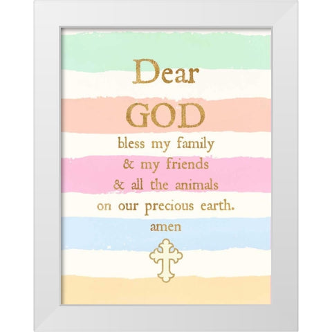 Dear God White Modern Wood Framed Art Print by Dos Santos, Bella