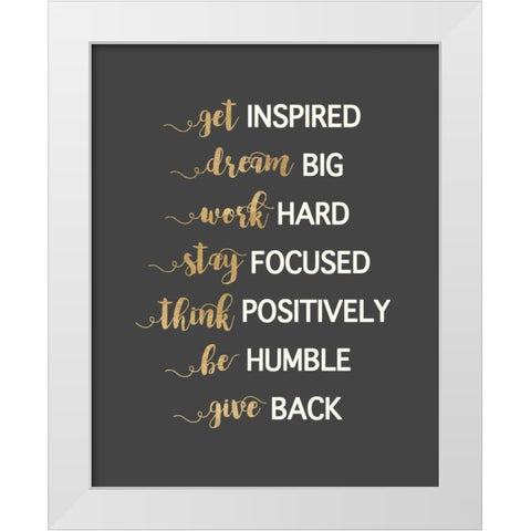 Work Rules White Modern Wood Framed Art Print by Dos Santos, Bella