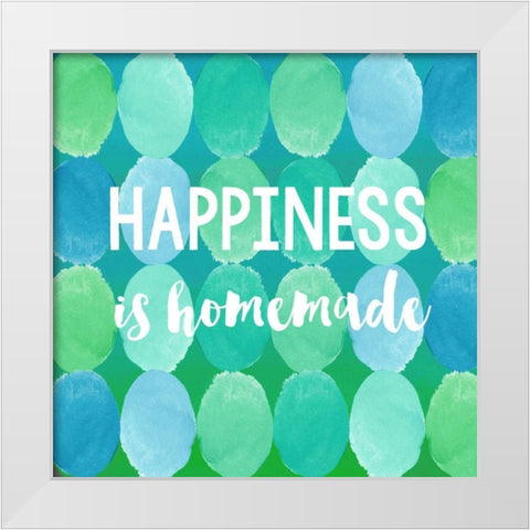 Happiness IS Homemade White Modern Wood Framed Art Print by Dos Santos, Bella