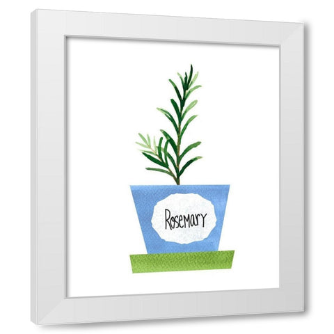 Rosemary Pot White Modern Wood Framed Art Print by Dos Santos, Bella