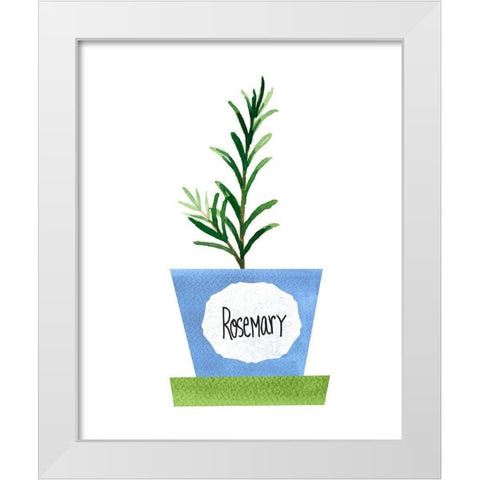 Rosemary Pot White Modern Wood Framed Art Print by Dos Santos, Bella