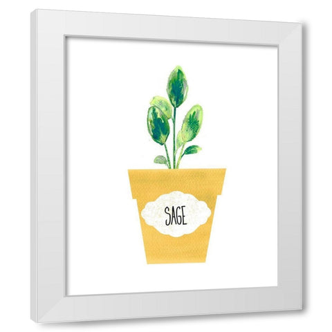 Sage Pot White Modern Wood Framed Art Print by Dos Santos, Bella