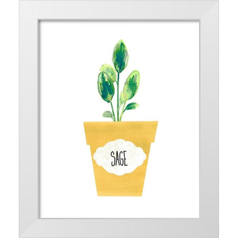Sage Pot White Modern Wood Framed Art Print by Dos Santos, Bella
