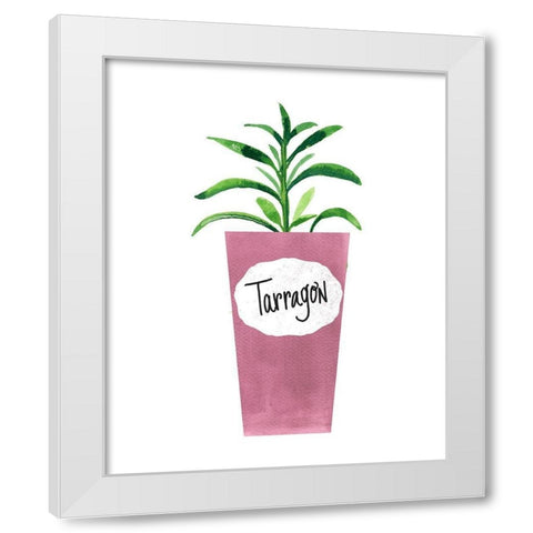 Tarragon Pot White Modern Wood Framed Art Print by Dos Santos, Bella
