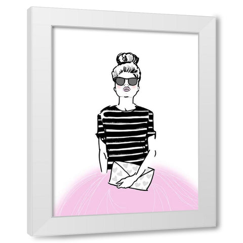 Pretty In Pink White Modern Wood Framed Art Print by Dos Santos, Bella