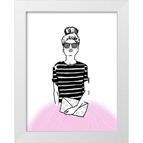 Pretty In Pink White Modern Wood Framed Art Print by Dos Santos, Bella