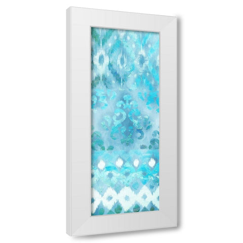 Blue Silk Ikat 3 White Modern Wood Framed Art Print by Dos Santos, Bella