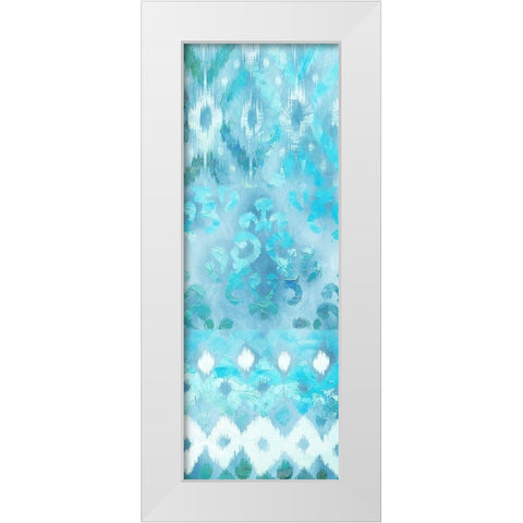 Blue Silk Ikat 3 White Modern Wood Framed Art Print by Dos Santos, Bella