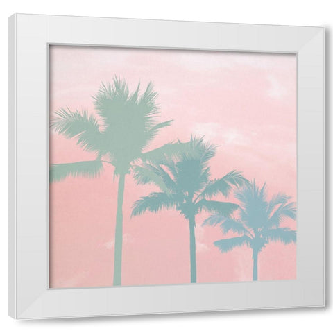 Sunset Palm Trees White Modern Wood Framed Art Print by Dos Santos, Bella