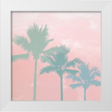 Sunset Palm Trees White Modern Wood Framed Art Print by Dos Santos, Bella