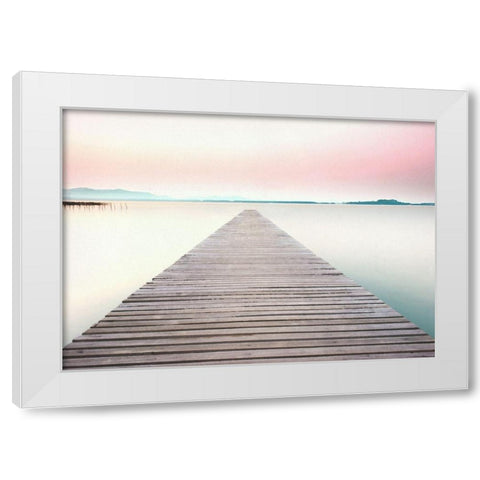 Dream On The Pier White Modern Wood Framed Art Print by Dos Santos, Bella