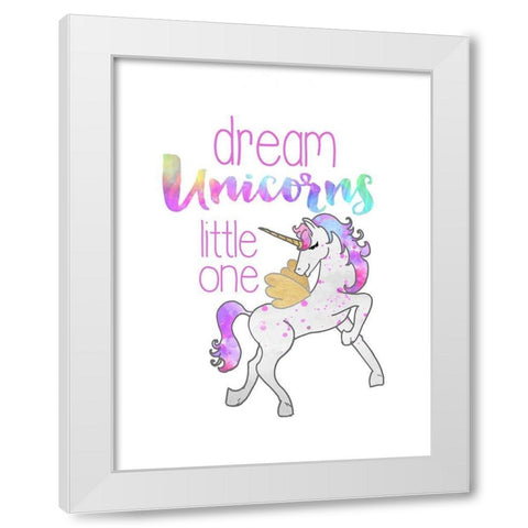 Dream Unicorns White Modern Wood Framed Art Print by Dos Santos, Bella