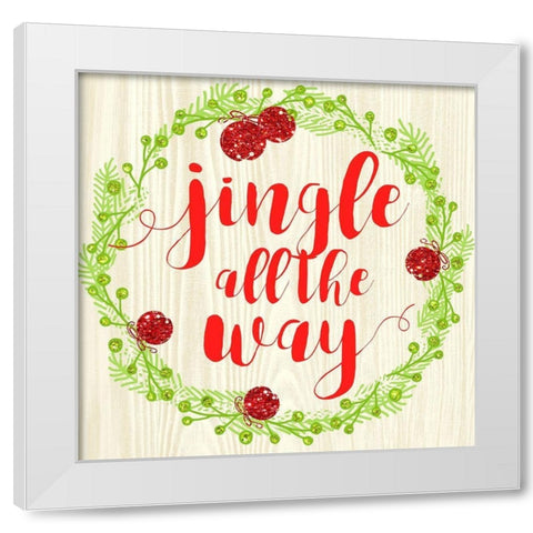 Jingle All The Way White Modern Wood Framed Art Print by Dos Santos, Bella