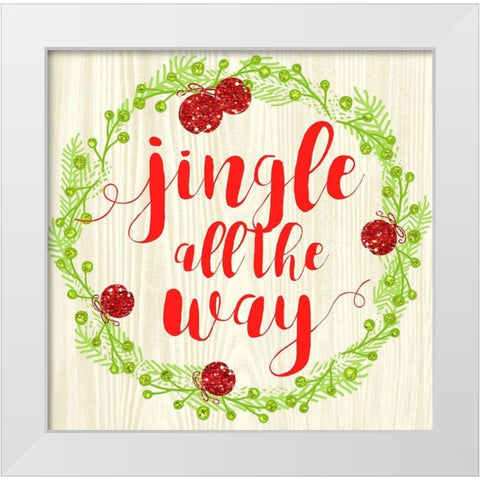 Jingle All The Way White Modern Wood Framed Art Print by Dos Santos, Bella