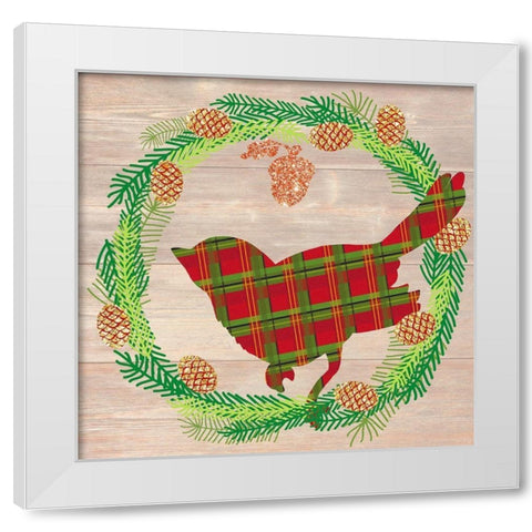 Plaid Cardinal White Modern Wood Framed Art Print by Dos Santos, Bella