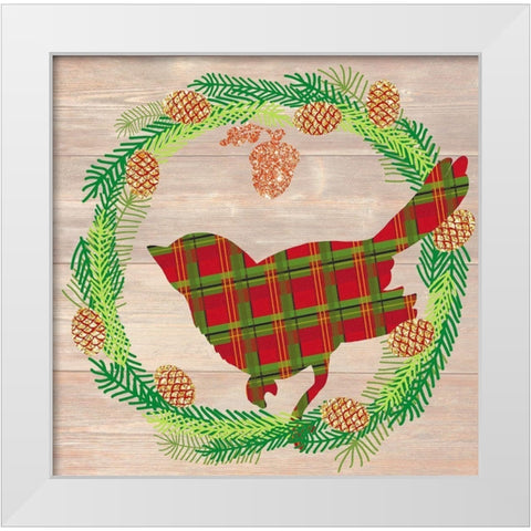 Plaid Cardinal White Modern Wood Framed Art Print by Dos Santos, Bella