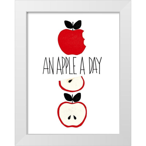 Apple A Day White Modern Wood Framed Art Print by Dos Santos, Bella