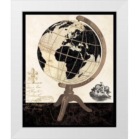 Vintage French Globe White Modern Wood Framed Art Print by Ross, Devon
