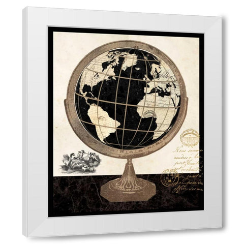 Antique French Globe White Modern Wood Framed Art Print by Ross, Devon