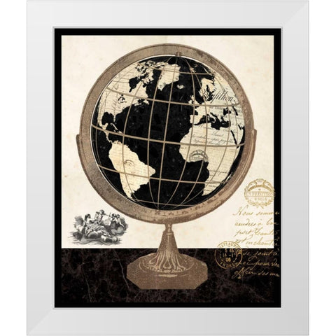 Antique French Globe White Modern Wood Framed Art Print by Ross, Devon