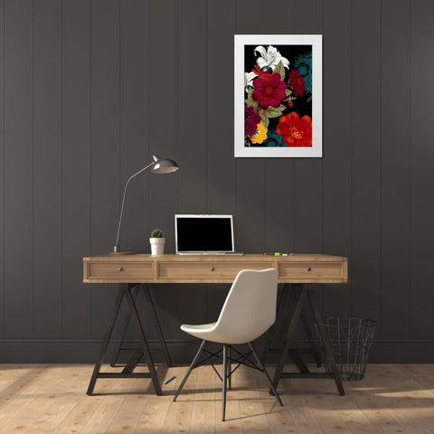 Vibrant Florals Black 2 White Modern Wood Framed Art Print by Ross, Devon