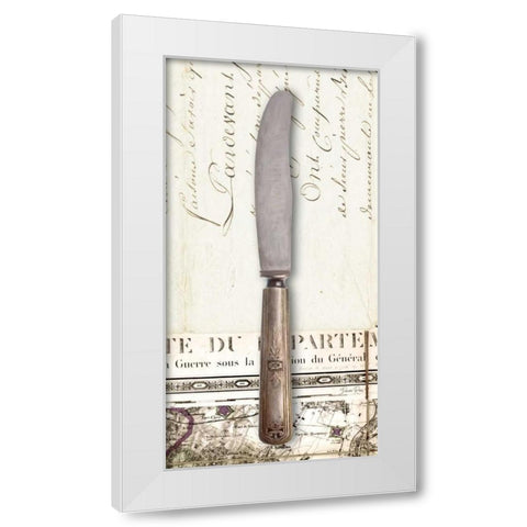 French Cuisine Knife White Modern Wood Framed Art Print by Ross, Devon
