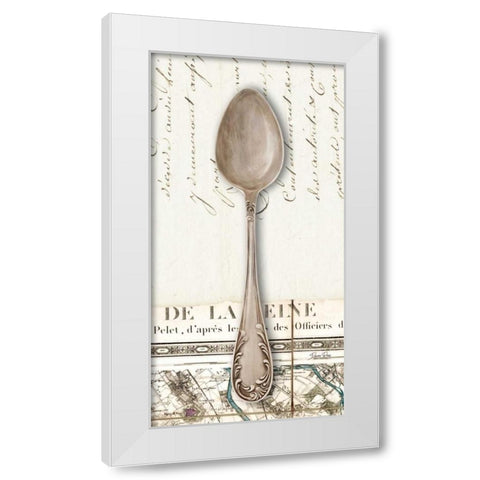 French Cuisine Spoon White Modern Wood Framed Art Print by Ross, Devon