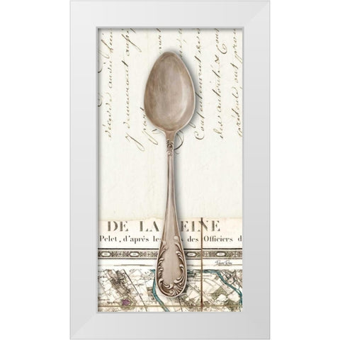 French Cuisine Spoon White Modern Wood Framed Art Print by Ross, Devon