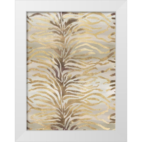 Gilded Zebra Print White Modern Wood Framed Art Print by Ross, Devon