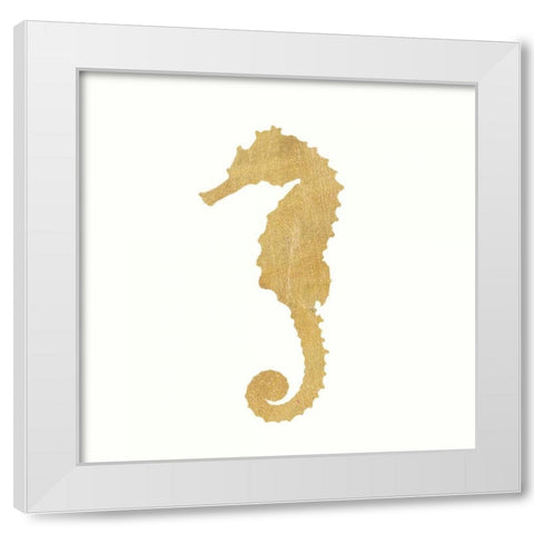 24 Karat Seahorse White Modern Wood Framed Art Print by Ross, Devon