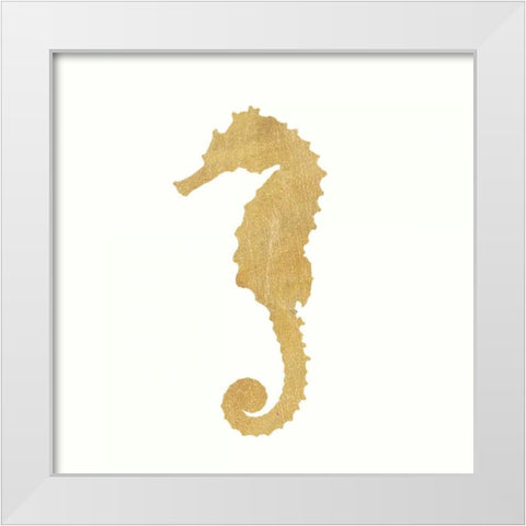 24 Karat Seahorse White Modern Wood Framed Art Print by Ross, Devon