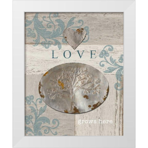 Love Grows Here White Modern Wood Framed Art Print by Appleman, Sam