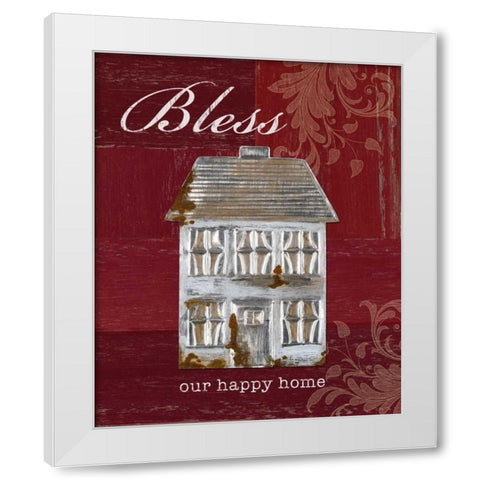 Bless Our Happy Home White Modern Wood Framed Art Print by Appleman, Sam