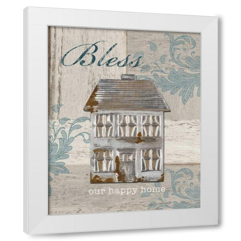 Bless Our Happy Home White Modern Wood Framed Art Print by Appleman, Sam
