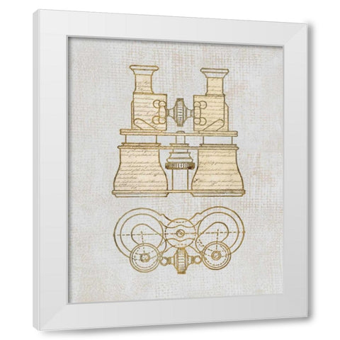 Antique Binoculars White Modern Wood Framed Art Print by Appleman, Sam