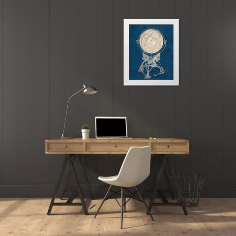 Old World Globe Coastal Blue White Modern Wood Framed Art Print by Appleman, Sam
