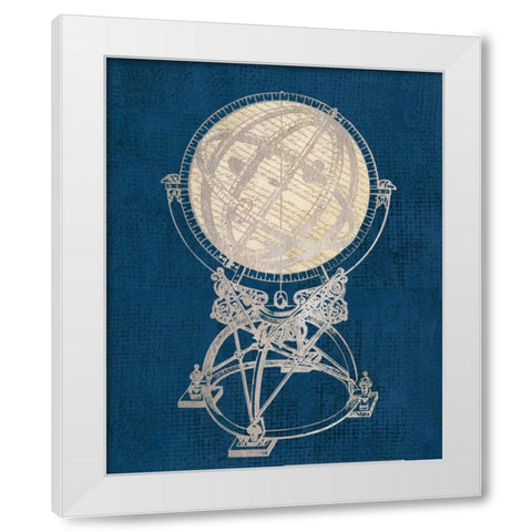 Old World Globe Coastal Blue White Modern Wood Framed Art Print by Appleman, Sam