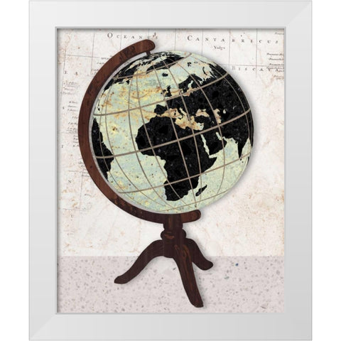 Vintage Globe White Modern Wood Framed Art Print by Appleman, Sam