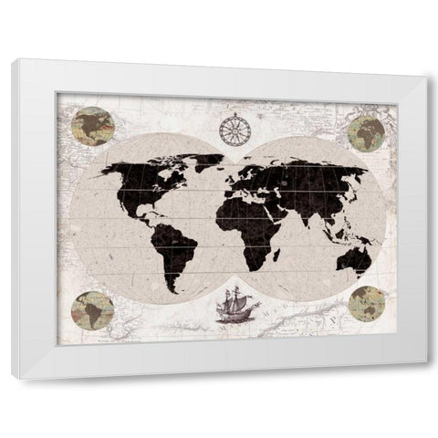 Explorers Map White Modern Wood Framed Art Print by Appleman, Sam