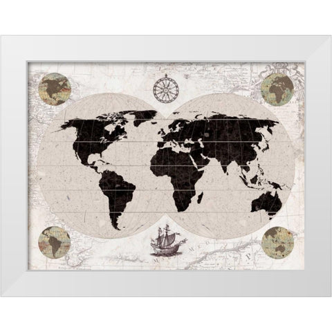 Explorers Map White Modern Wood Framed Art Print by Appleman, Sam