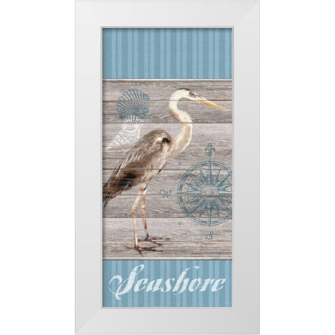 Seashore Heron White Modern Wood Framed Art Print by Appleman, Sam