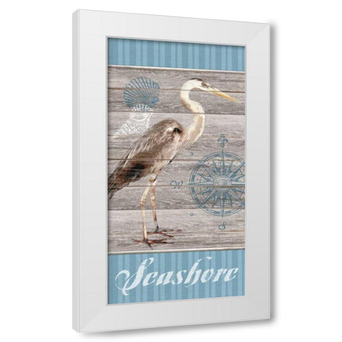 Seashore Heron White Modern Wood Framed Art Print by Appleman, Sam