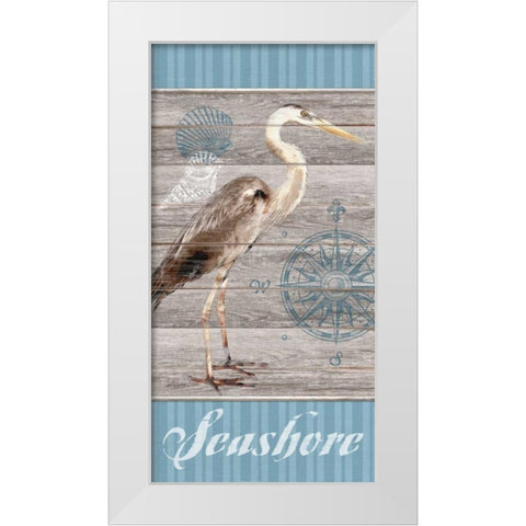 Seashore Heron White Modern Wood Framed Art Print by Appleman, Sam