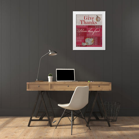 Give Thanks White Modern Wood Framed Art Print by Appleman, Sam