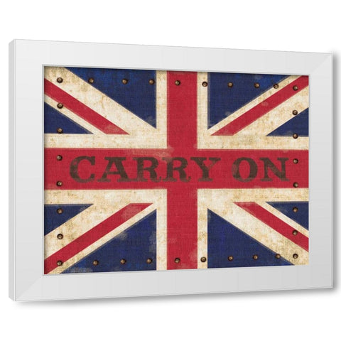Carry On Union Jack White Modern Wood Framed Art Print by Appleman, Sam