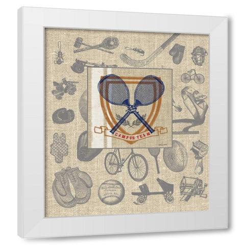 Campus Tennis Team Detail White Modern Wood Framed Art Print by Appleman, Sam