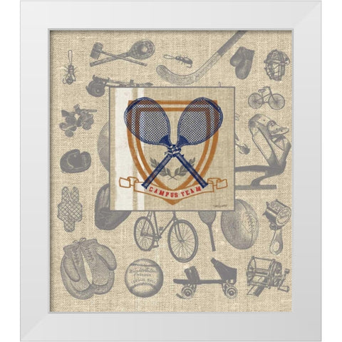 Campus Tennis Team Detail White Modern Wood Framed Art Print by Appleman, Sam