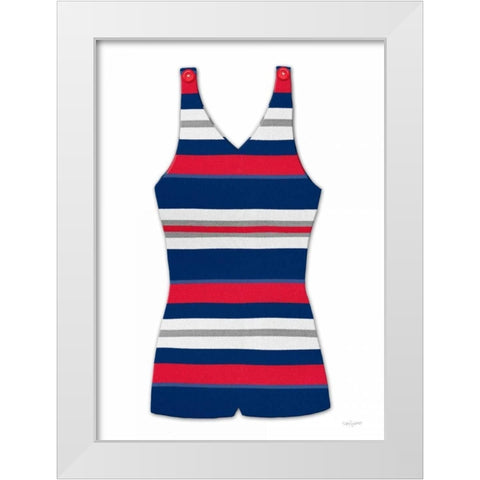 Vintage Swim Suit 1 B and R White White Modern Wood Framed Art Print by Appleman, Sam