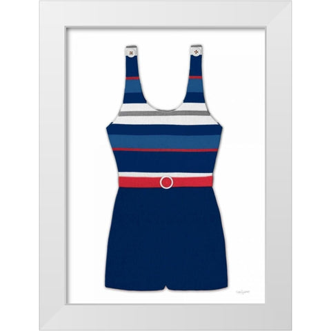 Vintage Swim Suit 2 B and R White White Modern Wood Framed Art Print by Appleman, Sam